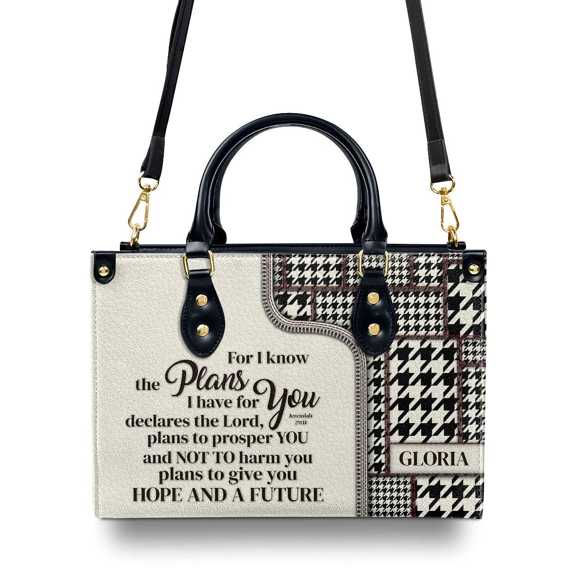 Personalized Christian Leather Handbag, Jeremiah 29:11 Bible Verse Purse, Hope and a Future Scripture Bag for Women BLAF47